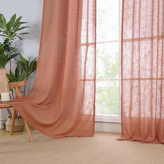 Short Window Linen Curtains 36 Inch Length 2 Panels, 34x36 Inch | Kitchen - Image 9