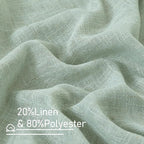 Short Linen Window Curtains 40 Inch Length 2 Panels, Light Sage | Semi Sheer - Image 2