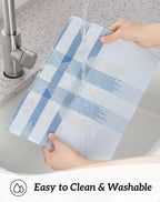 Leetaltree Geometric Print Blue Placemats Set of 8 - Heat Resistant Non-Slip Place mats for Dining Table, Washable Durable PVC Vinyl Woven Table Mats (Geometric Blue, 8)