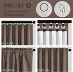 Topfinel 108 Inch Length Linen Curtains Chocolate Brown Curtain 2 Panels - Image 3