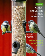 Bird Feeder Premium Hard Plastic for Wild Bird Feeders for Outdoors, Tube Bird Feeders for Outdoors Hanging,14 Inch 6 Port Black, Pack of 1