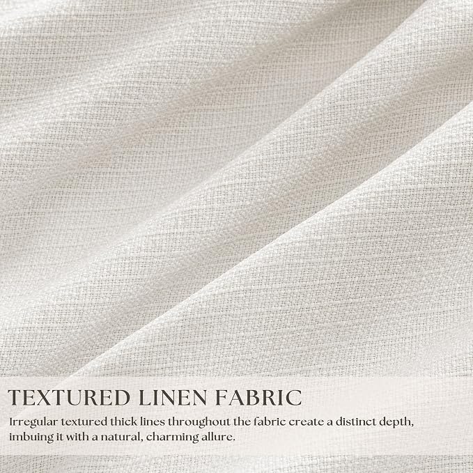 Ivory 100 Inch Pinch Pleated Blackout Linen Curtains - Image 2