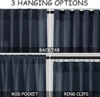 Vintage Blue Linen Curtains 90 Inch Long 2 Panels Set - Image 2