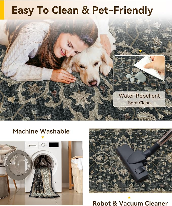 RELEANY Washable Area Rug, Runner 2'x6', Water Repellent, Pet Friendly - Image 5