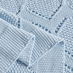 Longhui bedding Chunky Cotton Knit Throw Blanket for Couch, Sofa, Bed, or Chair, Decorative Breathable Fall Cable Knit Blanket 60 x 80 Inches, Light Blue