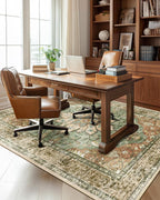 RELEANY Washable Area Rug, Brick/Brown/Green | Non-Slip, Water Repellent - Image 9