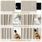100% Blackout Linen Curtains for Bedroom 90 inches Long, Thermal Insulated Room - Image 5