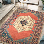 Keen Home Design 8x10 Rug - Machine Washable Area Rug with Non-Slip Backing, Ideal for Living Room, Dining Room, Bedroom - Vintage, Easy Clean, Durable, Low Pile Rug - (8' x 10')