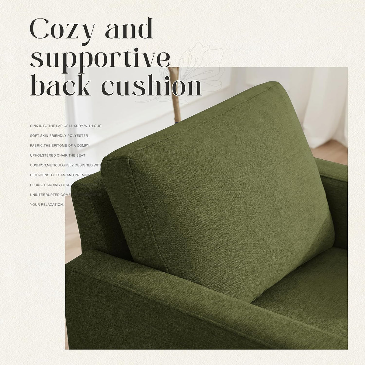 Mid-Century Accent Chair,Modern Linen Fabric Armchair for Living Room,Comfy Upholstered Reading Accent Chairs for Bedroom,Single Sofa Chair with Wood Legs (Green, 2 Pack)
