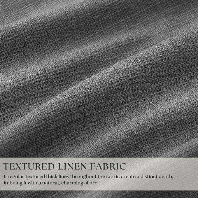 Dark Grey Pleated Thick Linen Blackout Curtains 105 Inches Long - Image 3