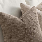 MIULEE Chenille Textured Lumbar Throw Pillow Covers Taupe Grey 12x20 | Set of 2 - Image 3