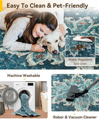 RELEANY Washable Area Rug, Teal | Non-Slip, Water Repellent, Pet Friendly - Image 6
