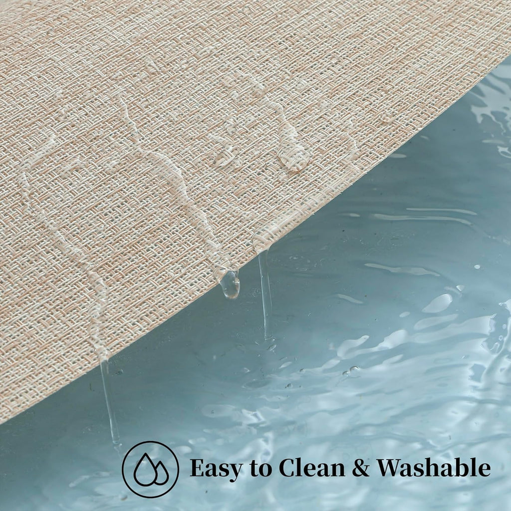 Leetaltree Beige Placemats Set of 20 - Heat Resistant Non-Slip Place mats for Dining Table, Washable Durable PVC Vinyl Woven Table Mats（Beige, 20）