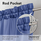 Simplebrand Royal Blue Sheer Curtains 96 Inches Long 2 Panels, Light Filtering - Image 2