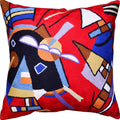 Kandinsky Contemporary Throw Pillow Cover - Bright | Red Modern Pillow Cases | Abstract Accent Pillows | Contemporary Couch Cushions | Hand Embroidered Cushion | Wool Size 18x18