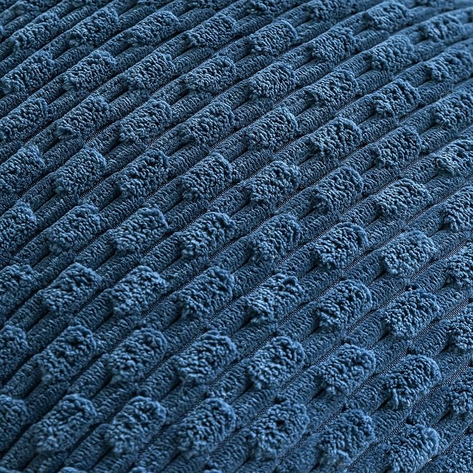 Set of 4 Blue Decorative Throw Pillow Covers 16x16 Inch Corduroy Pillow Covers - Image 5