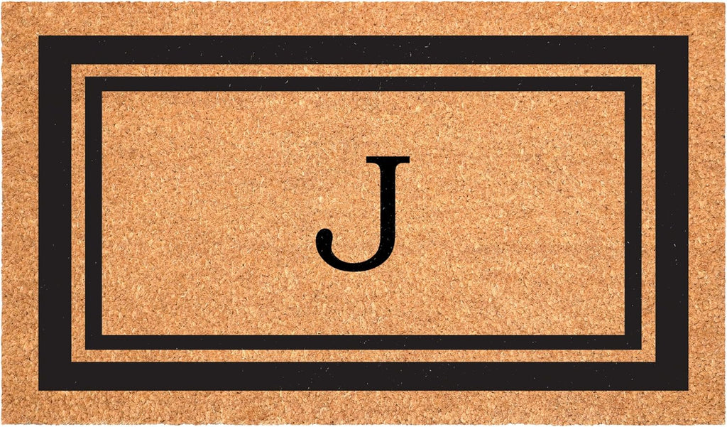 Calloway Mills 152963048J Black Border 30" x 48" Monogram Doormat Letter (J)