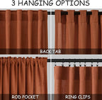 Terracotta Linen Curtains 92 inches Long 2 Panel Set Back Tab Rod Pocket Rustic - Image 3