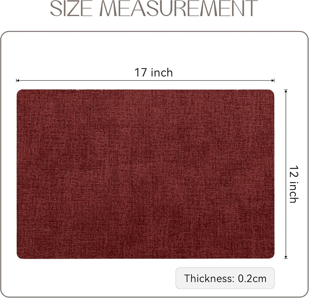 Romanstile Vinyl Placemats Set of 8-12 X 18 Inch - Heat Resistant Place Mats 100% Waterproof Oilproof Wipeable Reversible Faux Leather Table Mats for Kitchen/Dining/Party/Outdoor, Red