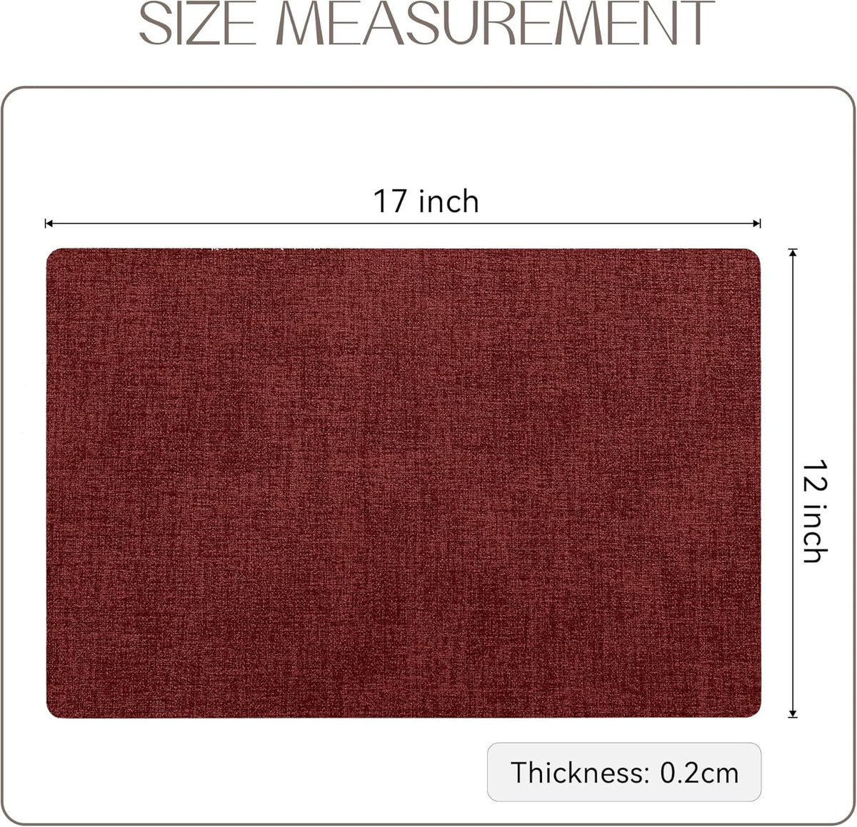 Romanstile Vinyl Placemats Set of 8-12 X 18 Inch - Heat Resistant Place Mats 100% Waterproof Oilproof Wipeable Reversible Faux Leather Table Mats for Kitchen/Dining/Party/Outdoor, Red
