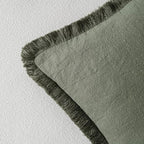 MIULEE Linen Fringe Decorative Throw Pillow Covers Light Olive Green 18x18 | - Image 3