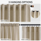 Eggshell Beige Linen Curtains for Living Room 126 Inches Long Light Filtering - Image 2