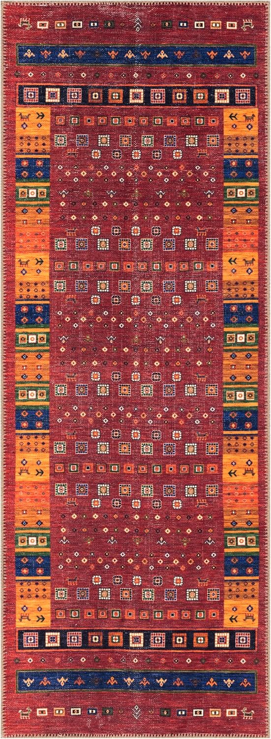 Keen Home Design 2x7 Rug - Machine Washable Runner Rug with Non-Slip Backing, Ideal for Hallway, Entryway, Kitchen, Laundry Room - Vintage, Easy Clean, Durable, Low Pile Rug - (2'6" x 7')