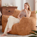 Giant Bean Bag Chairs for Adults Teens, Large Bean Bag Sofa Chairs with Filling Comfy Fuzzy BeanBag Chair with Armrests for Bedroom Living Room Reading (Brown, Large)