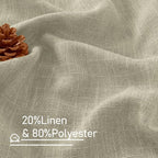 Oatmeal Semi Sheer Window Linen Curtains 63 Inch Length 2 Panels | Light - Image 2