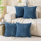 Set of 4 Blue Decorative Throw Pillow Covers 16x16 Inch Corduroy Pillow Covers by Cozoomy