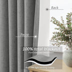 100% Blackout Linen Curtains 72 Inch Length 2 Panels Set - Image 4