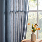 MYSKY HOME 96 Inches Semi Sheer Sliding Door Curtains Farmhouse Light Filtering - Image 9