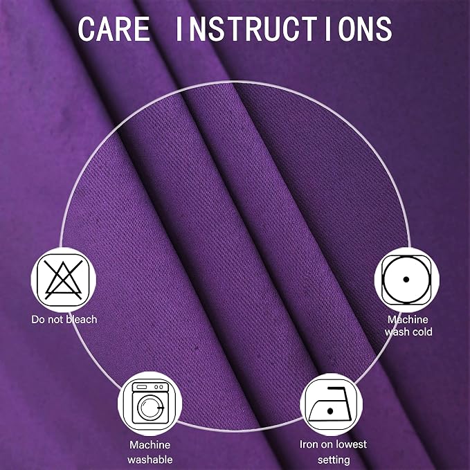 Purple Thermal Blackout Curtains/38 x 63 Inch/Set of 2 Panels Room Darkening - Image 4
