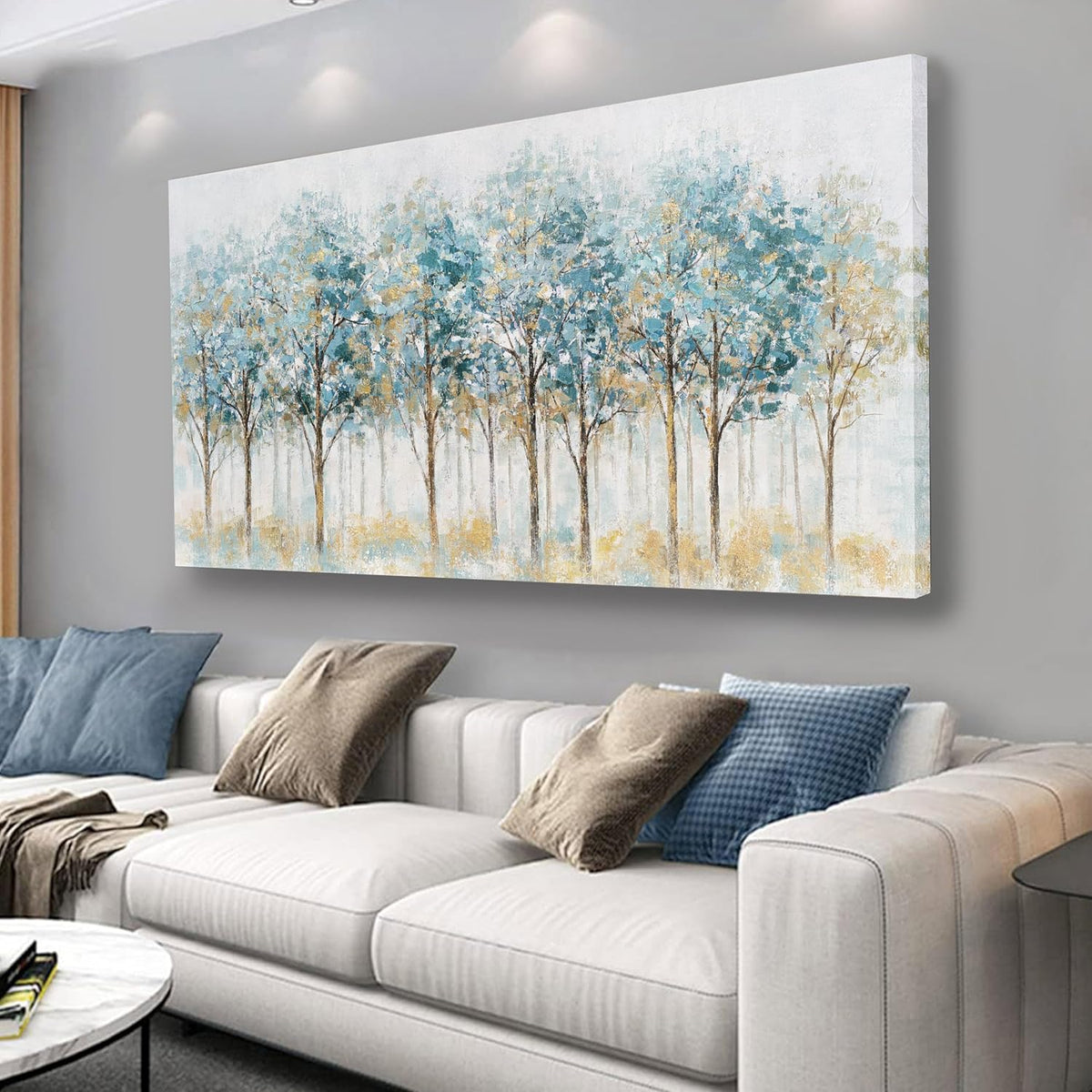 Belmrxne Tree of Life Wall Art Blue and Gold Wall Decor Modern Canvas Painting Gallery Artwork for Living Room Bedroom Dining Room Office Home Decor 30x60 inch