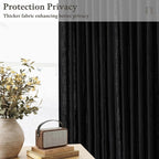 Black Pleated Linen Blend Semi Sheer Rustic Kitchen Curtains 63 Inch Long | - Image 6