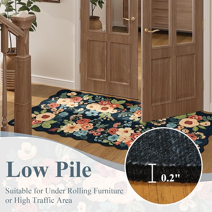 DUKINO 3x5 Area Rugs, Non Slip Floral Washable Rug - Image 9