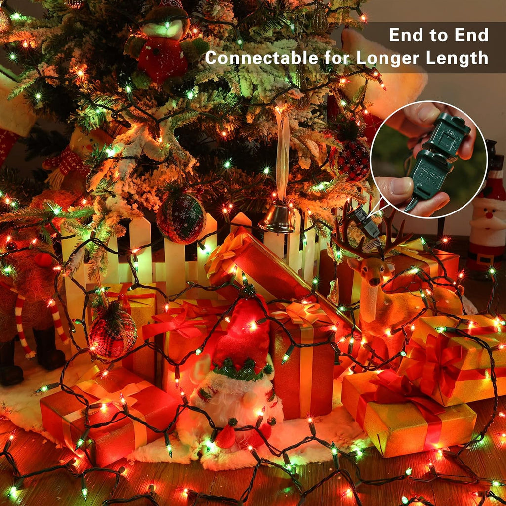BrizLabs Red & Green Christmas Lights, 300 Counts 69.6ft Mini String Lights Connectable, UL Certified Incandescent Christmas String Lights Plug-in Tree Lights for Indoor Outdoor Xmas Home Decor