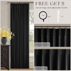 Black 80 Inch Pinch Pleated 100% Blackout Curtains - Image 5
