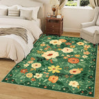 DUKINO 8x10 Area Rugs, Floral Washable Living Room Rug Non Slip, Dark Green | - Image 9