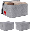 WUIKE Foldable Storage Bins with Lids, Storage Boxes with Handles, Closet Shelf Organizer, Fabric Storage Baskets for Bedroom, Decorative Storage Containers, Large, Ash Gray, 3-Pack