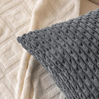 Set of 4 Medium Grey Decorative Throw Pillow Covers 24x24 Inch Corduroy Pillow - Image 3