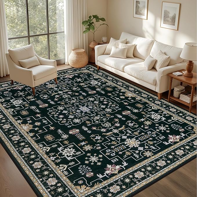 8x10 Area Rugs Living Room: Washable Vintage Rug - Image 3