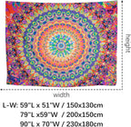 OSVINO Blacklight Colorful Mandala Tapestry 79"x59" Kaleidoscopic Trippy Room Decor Black Light Poster Bohemian Wall Decor for Bedroom Backdrop Decor
