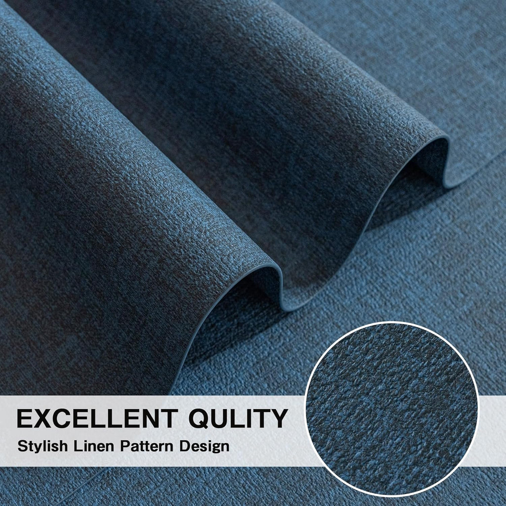 Chrysameld Vinyl Placemats Set of 4 - Faux Leather 100% Waterproof Oil-Proof Wipeable PU Place Mats, Heat Resistant Anti Slip Reversible Table Mats for Indoor & Outdoor Use,(17×12Inch, Navy Blue)
