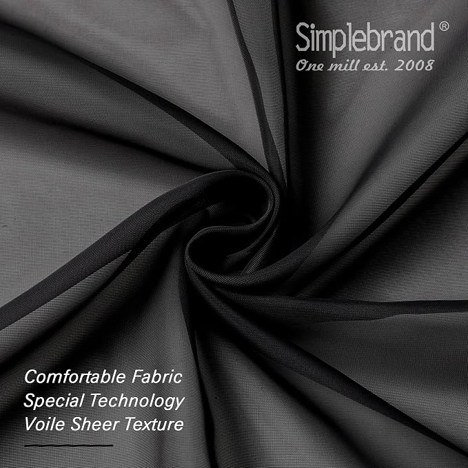 Simplebrand Black Sheer Curtains 72 Inches Long 2 Panels - Image 3