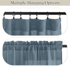 RYB HOME Stone Blue Sheer Curtains 84 inch Length Soft Linen Texture Curtains - Image 3