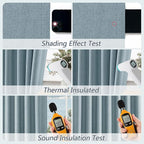 Blue 100% Blackout Linen Curtains 144 Inch Length 2 Panels Set - Image 4
