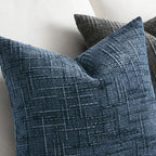 MIULEE Chenille Textured Throw Pillow Covers Blue Ashes 18x18 Set of 2 | Slubby - Image 3