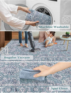 SERISSA 2x5 Washable Non Slip Floral Boho Runner Rug - Image 2