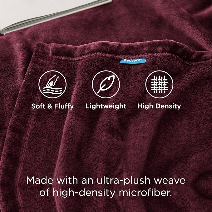 Bedsure GentleSoft Fleece Blankets Queen Size Red - Image 3